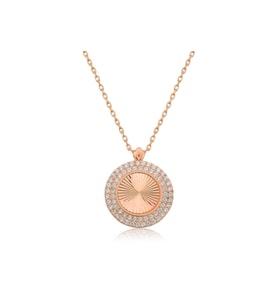 Gümüş Rose Oval Fırfır Kadın Kolye CSR2181163