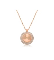 Gümüş Rose Oval Fırfır Kadın Kolye CSR2181163