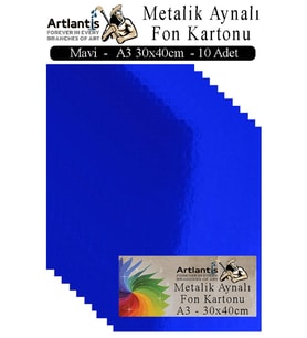Metalik Aynalı Fon Kartonu 10 lu A3 30x42 cm 1 Paket Okul Sınıf Dekoratif Pırıltılı Folyo Kağıt Dekoratif Anasınıfı Kreş (Mavi)
