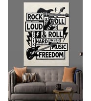 Rock Müzik Sözlü Tipografi Dekoratif Kanvas - Mdf Ahşap Tablo