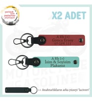 Motorcuya, İsim Plaka ve A Rh (+) Kan Grubu Yazılı Hediyelik x2 Anahtarlık, Nar Çiçeği-Turkuaz-Laci (Çok Renkli)