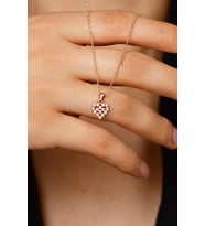 Zirkon Taşlı Rose Kalp Model Minimal Gümüş Kolye