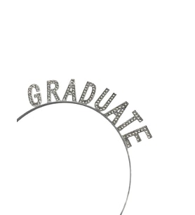 Mezuniyet Taçı Metal Taşlı Lüks Gümüş Graduate Yazılı Parti Tacı