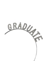 Mezuniyet Taçı Metal Taşlı Lüks Gümüş Graduate Yazılı Parti Tacı