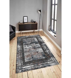 Dijital Baskılı Yıkanabilir Kaymaz Modern Renkli Salon Halısı Mutfak Halısı Yolluk ND-HY-1316 (Antrasit)