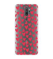 Oppo A5 2020 / A9 2020 Uyumlu Kalp Desenli Şeffaf Telefon Kılıfı