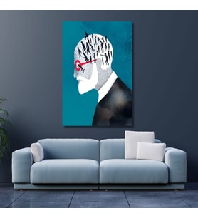Tekli Dikey Kanvas Psikoloji Poliklinik Tablosu Sigmund Freud