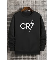 Unisex Cr7 Bisiklet Yaka Sweatshirt (Siyah)