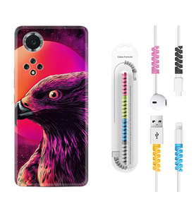 Huawei Nova Y70 Y90 Nova 9 SE  Kılıf Kablo Koruma Spiral Silikon Red Eagle 1752