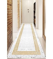 Dijital Baskılı Kaymaz Taban Yıkanabilir Modern Yolluk Ve Koridor Halısı NDU-SD-1077 (Gold)