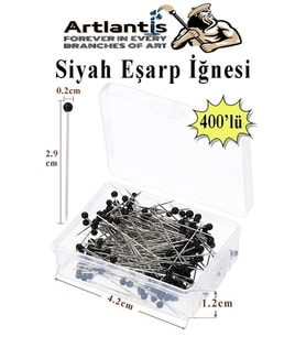 Eşarp İğnesi Siyah 400 lü 1 Paket Türban İğnesi Başörtüsü Toplu İğne Şal Düğün Nikah Nişan Kına Sünnet Takı İğnesi