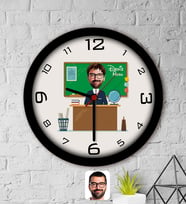 BK Gift Kişiye Özel Coğrafya Öğretmeni Karikatürlü Ahşap Duvar Saati-2