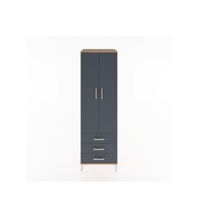 Hyperion Dolap 2 Raflı 3 Çekmeceli Tek Askılı 60x44x195 Çam-Antrasit