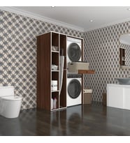 Kenzlife çamaşır-kurutma makinesi dolabı gutas sol cvz 187*120*60 çekmeceli banyo (Beyaz)