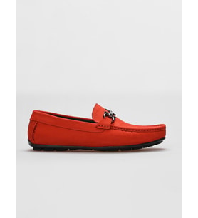 Hakiki Deri Kırmızı Nubuk Erkek Loafer
