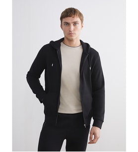 LCWAIKIKI Classic Siyah Kapüşonlu Uzun Kollu Erkek Fermuarlı Sweatshirt