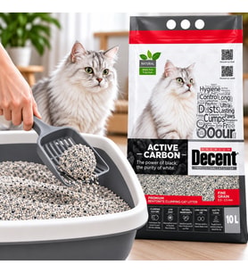 Decent Aktif Karbonlu Topaklanan Bentonit Kedi Kumu 10 lt