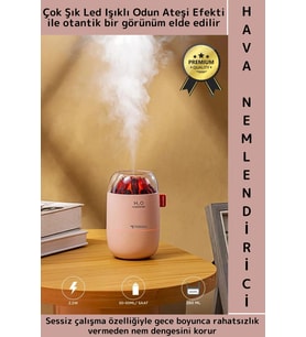 Premium Sessiz Buhar Makinesi Meditasyon Led Işıklı Odun Ateşi Efektli Oda Hava Nemlendirici 280 ML