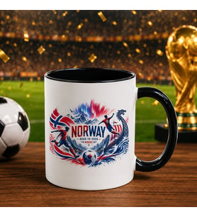 BK Gift Norveç Taraftar Temalı 2026 Dünya Kupası Tasarımlı Siyah Kupa Bardak
