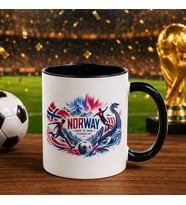 BK Gift Norveç Taraftar Temalı 2026 Dünya Kupası Tasarımlı Siyah Kupa Bardak