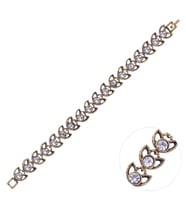 Nusnus Bronz Eskitme Bileklik Yuvarlak Swarovski Taşlı Yaprak Model