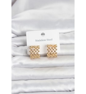 316L Çelik Gold Renk Motif Desenli Halka Kadın Küpe 5886 - HPSBYI4318-7346