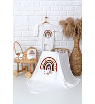 Pia Baby Premium %100 Pamuk İsme Özel Kız Bebek Hastane Çıkışı Battaniyeli Bebek Hediye Set 5035-05 (Ekru)