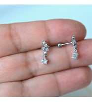 Gümüş Renk Cerrahi Yıldız Sallantılı Yıldız Helix Piercing Lob Kıkırdak Tragus (Çok Renkli)