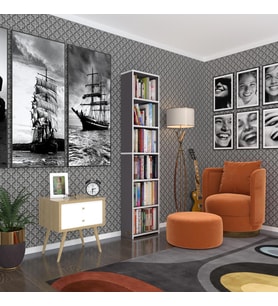 Kenzlife kitaplık süper ga 180*40*19 gri 6 katlı tek bölme çift bölme opsiyonlu ofis mutfak banyo dolabı arkalıksız (Karışık)