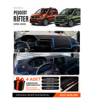 PEUGEOT RİFTER (2018-2026) Uyumlu Torpido Örtüsü Torpido Kılıfı - Siyah Mavi