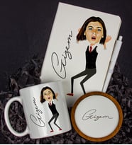 Kişiye Özel Karikatür Tasarım Defter Kalem Kupa Ve Bardak Altlığı Hediye Seti 96290