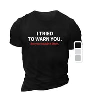 Erkek Tişört TRIED TO WARN YOU. Baskılı Bisiklet Yaka T-shirt - Siyah
