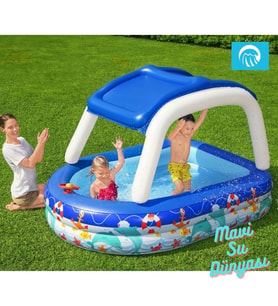 Havuz Gölgelikli ve Kornalı 213 Cm x 155 Cm - Mavi Su Dünyası