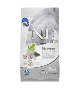 N&D White Coat Levrek ve Spirulina Beyaz Tüylü Mini Irk Tahılsız Köpek Maması 2 Kg