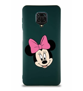 Xiaomi Redmi Note 9S Soft Premier Kapak Minnie Mouse-C Tasarımlı Silikon Kılıf - Yeşil (Şeffaf)