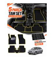 e-biz RENAULT SYMBOL 3 (2013-2020) Uyumlu EVA Oto Paspas Metal Topukluklu Havuzlu 5 Parça Siyah-Sarı