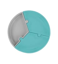 Puzzle Vakum Tabanlı Silikon Tabak Aqua Green / Powder Grey