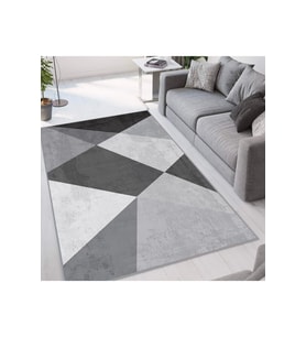 Rovigo Home Dijital Baskı Yıkanabilir Kaymaz Taban Salon Halısı RVG1061 100x200 cm (Gri)