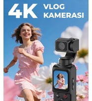 Qstar 4K Ultra HD Profesyonel Vlog Kamerası 330° Döner Lensli Dijital Video Kamera Uzun Şarj Ömrü