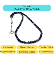 Sertifikalı Sodalit 6mm 99luk Doğal Taş Tesbih