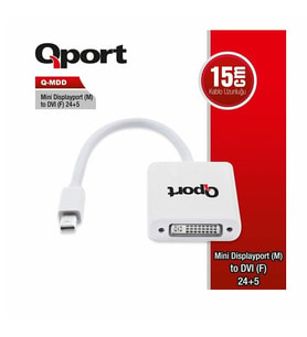 QPORT Q-MDD 0.15metre DP-DVI (24+5) Görüntü Adaptörü Beyaz 1080p