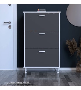 Modilayn VARBİ Antre Hol 72 x127 x26 cm lik 3 Düşer Kapak 6 Göz Bölmeli Ayakkabılık