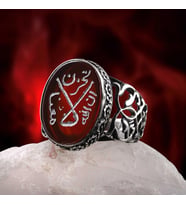 Akik Taşı La tahzen innallahe meana Üzülme Allah bizimle beraberdir Gümüş El işçiliği Yüzük