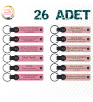Pembe & Yavru Ağzı, 26’lı Set, İsim Yazılabilen Deri Anahtarlık, Yılbaşı Kutlamalarına Özel Anı