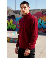 Erkek Dik Yaka Fermuarlı Standart Kol Polar Sweatshirt Fonksiyonel Dayanıklı Kaliteli Spor
