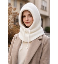 Premium Yumoş Balaklava – Ultra Yumuşak Kapüşonlu Boyunluk (Beyaz)