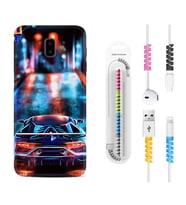 Samsung J6 Plus J7 Prime J7 Pro M20 Kılıf Kablo Koruma Spiral Silikon Neon Cars 1724