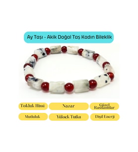 Sertifikalı Ay Taşı ve Akik Doğal Taş Bileklik