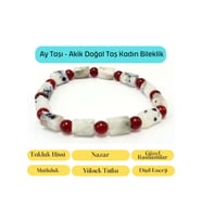 Sertifikalı Ay Taşı ve Akik Doğal Taş Bileklik