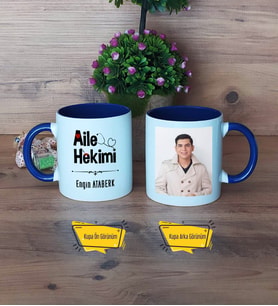 Aile Hekimi Kupa Bardak Lacivert Fotoğraflı Tıp Bayramı Hediyesi